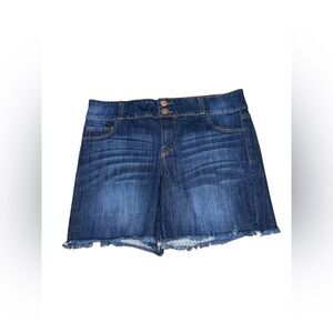 Kiki LaRue boutique L XL dark denim cut off shorts